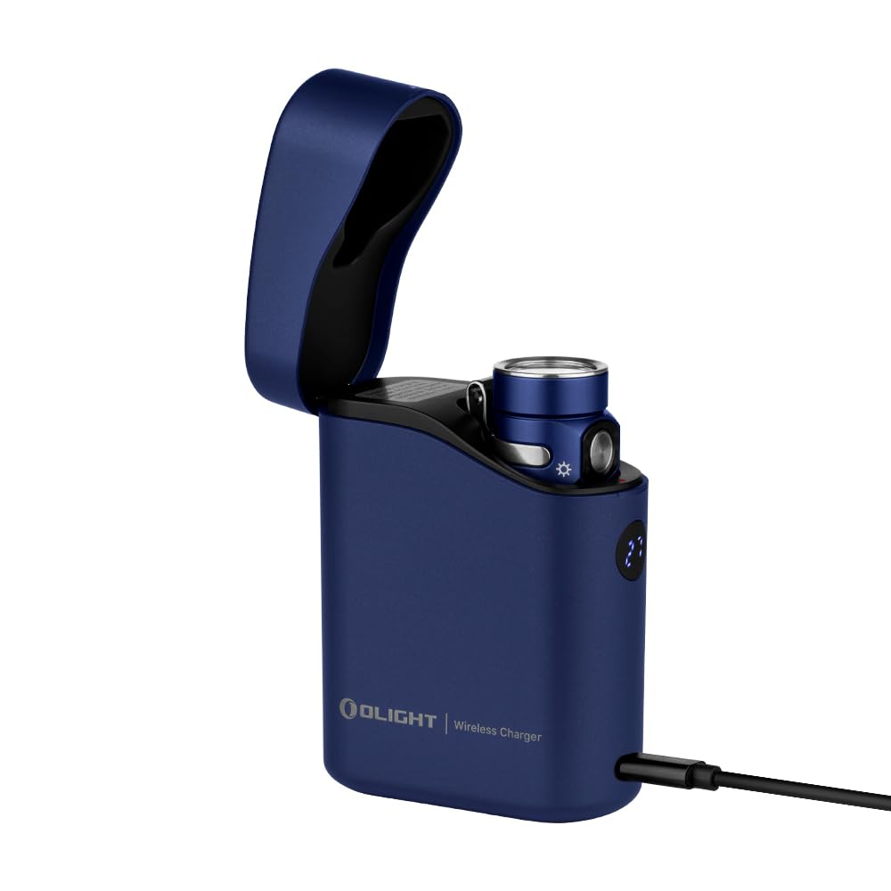 OLIGHT Baton 4 Kit Taschenlampe mit Ladung 1300 Stufenlose Notfall-Anwendung, Lumen, Leistungsstark, EDC, Dimmbar, (blau)