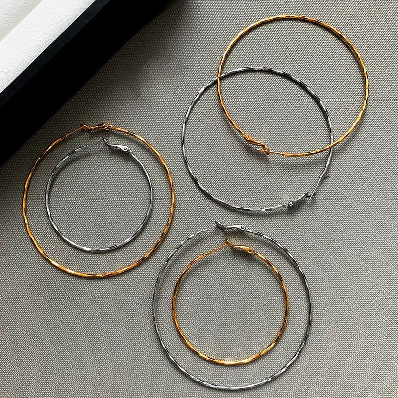Gold plain ring earrings exaggerated atmosphere earrings simple circle earrings