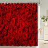 Rurality Fresh Flowers Wall Shower Curtains Bathroom Shower Curtain 3D Fabric Bath Curtain With Hooks Waterproof Bath Screen
