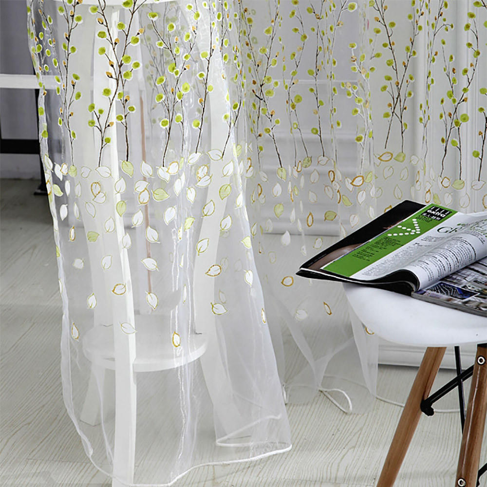 Wintersweet Curtain Tulle Window  Voile Drape Valance 1Panel Fabric