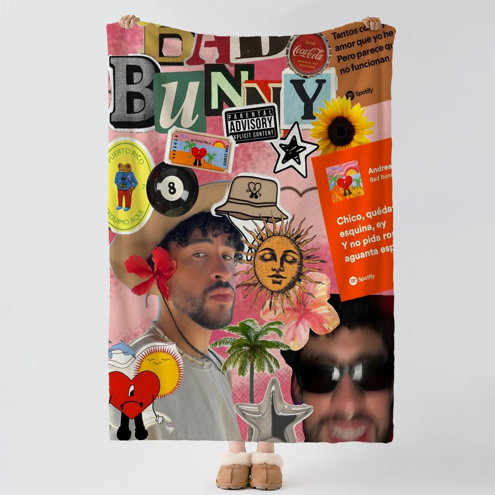 Music B-Bad Bunny-y Throw Thick Comfort Flannel Quilt, Multi-scene Use Indoor Outdoor Daily Nap