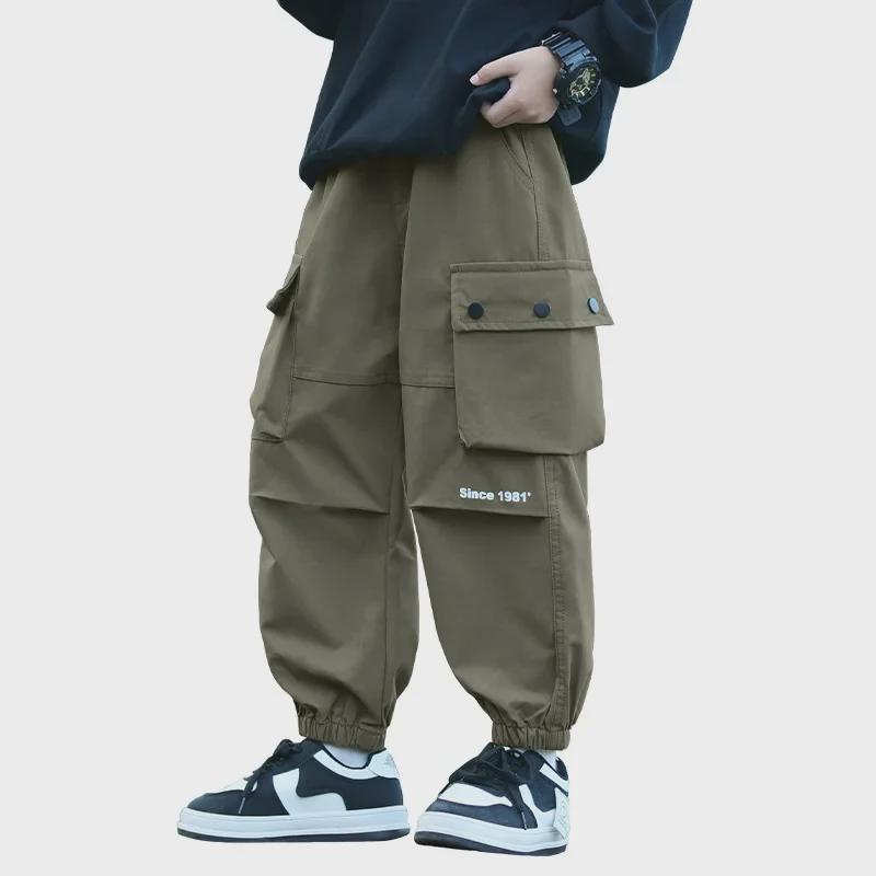 Boys' Windproof Waterproof Pants: Trendy Autumn/Winter 2024 Plus Velvet Workwear Trousers