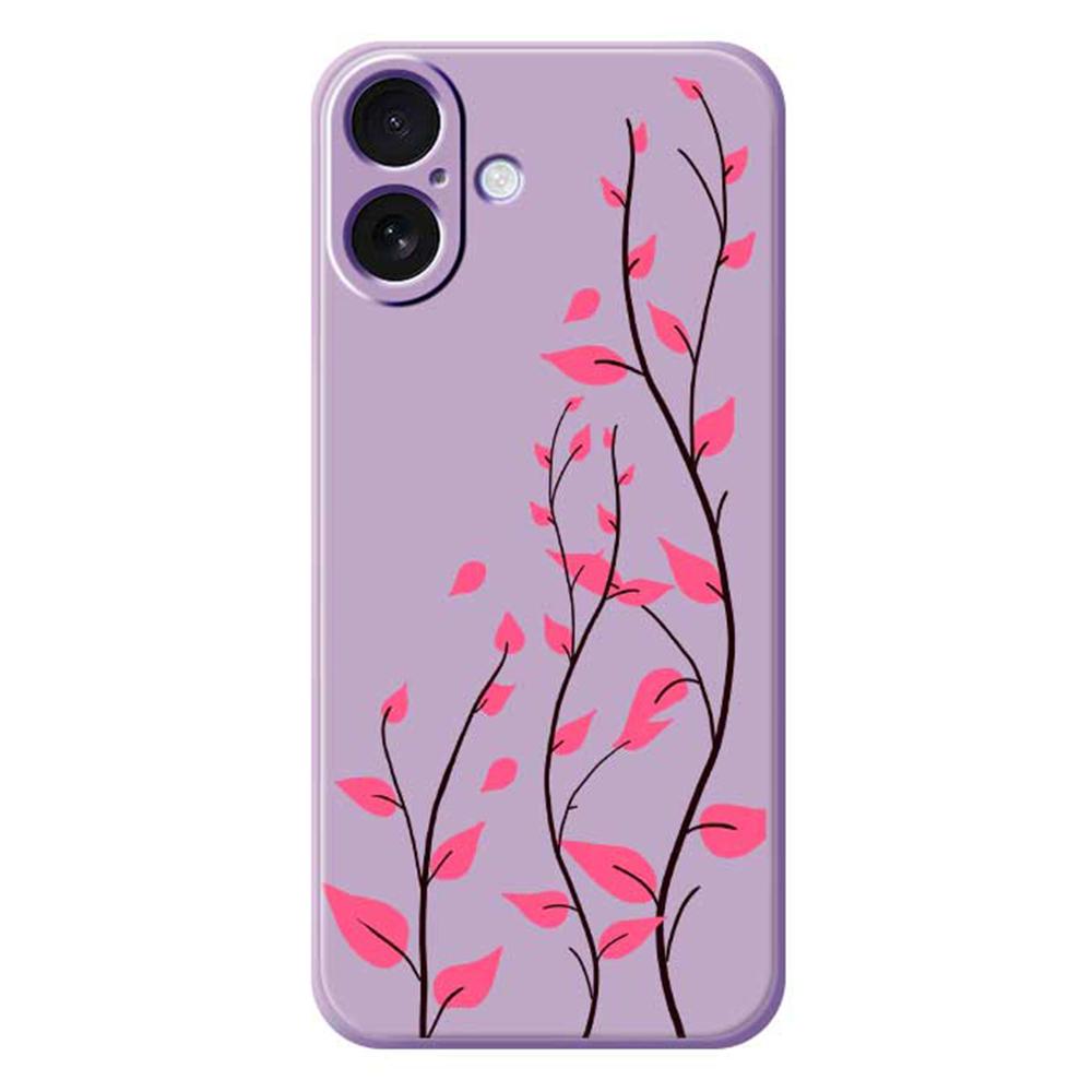 

For iPhone 17 Case Red Leaves Pattern Printing Straight Edge TPU Phone Back Cover Purple