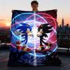 1pc Sonic, Shadow Outdoor Personalized Flannel Blanket, Soft, Lightweight Personalized Flannel Blanket, Digital Printing,