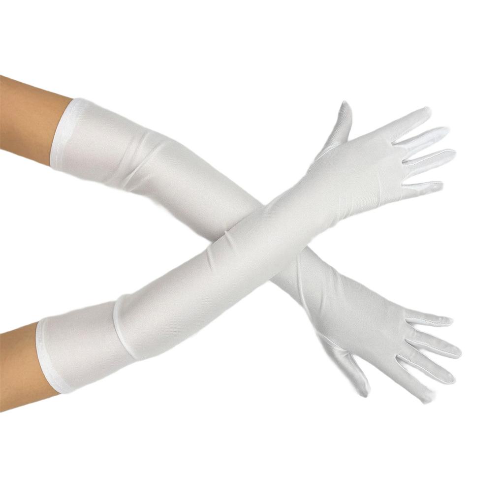 1920s Costume Props Gloves Evening Galas Gloves with Long Length Wedding Bride Gloves Formal Occasion Ceremonial Gloves