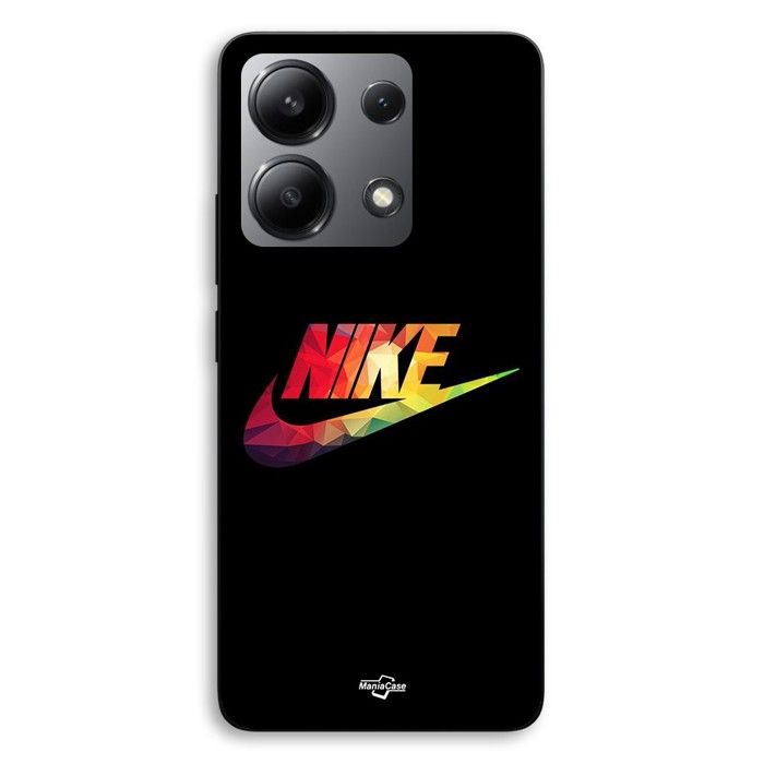 Coque de téléphone - MANIACASE - Xiaomi Redmi Note 13 4G - Silicone TPU - Noir - Nike logo coloré
