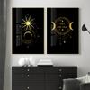Nordic Boho Schwarz Gold Sonne Mond Stern Leinwand Malerei Poster Drucken Moderne Wohnkultur Abstrakte Wand Kunst für Wohnzimmer dekoration