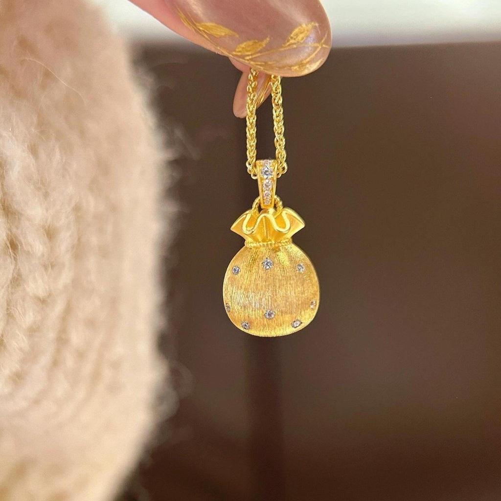 Chinese Style Glitter Diamond Lucky Bag Pendant Necklace for Women - Versatile, Exquisite Choker Jewelry