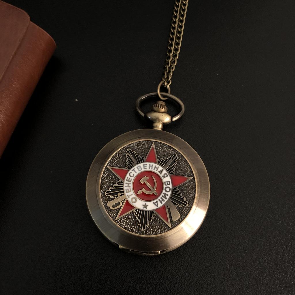 10pcs/lot Wholesale Carved Five-Pointed Star Pattern Dial Quartz Pocket Watch Necklace Pendant Gifts For Man with Fob Chain