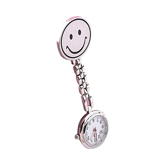 Women's Butterfly Smile Face Quartz Clip-On Brooch Nurse Hanging Pocket Watch