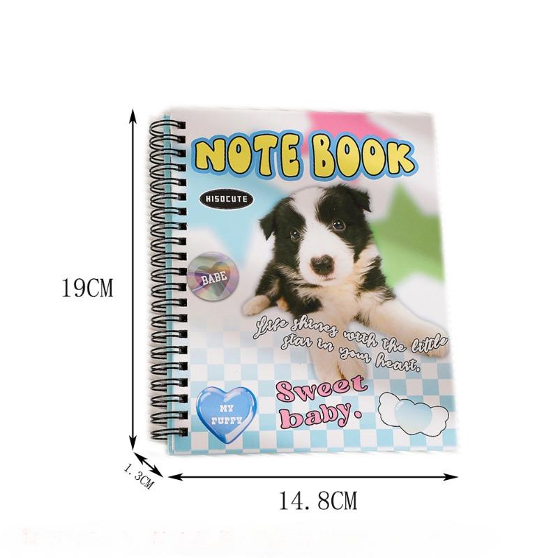 Cartoon Scrapbook Journal for Student American Style Animal Cat Puppy Daily Planner Diary Horizontal Inner Page Notepad Student