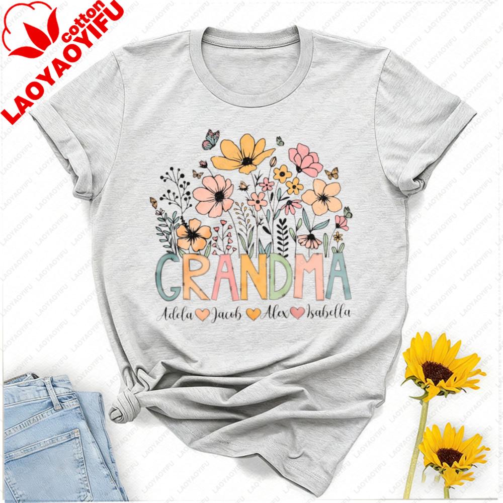 Personalized Wildflower Grandma Shirt Custom Floral Mama Sweatshirt Nana Gigi Grandma Floral Shirt Mothers Day Gift for Grandma