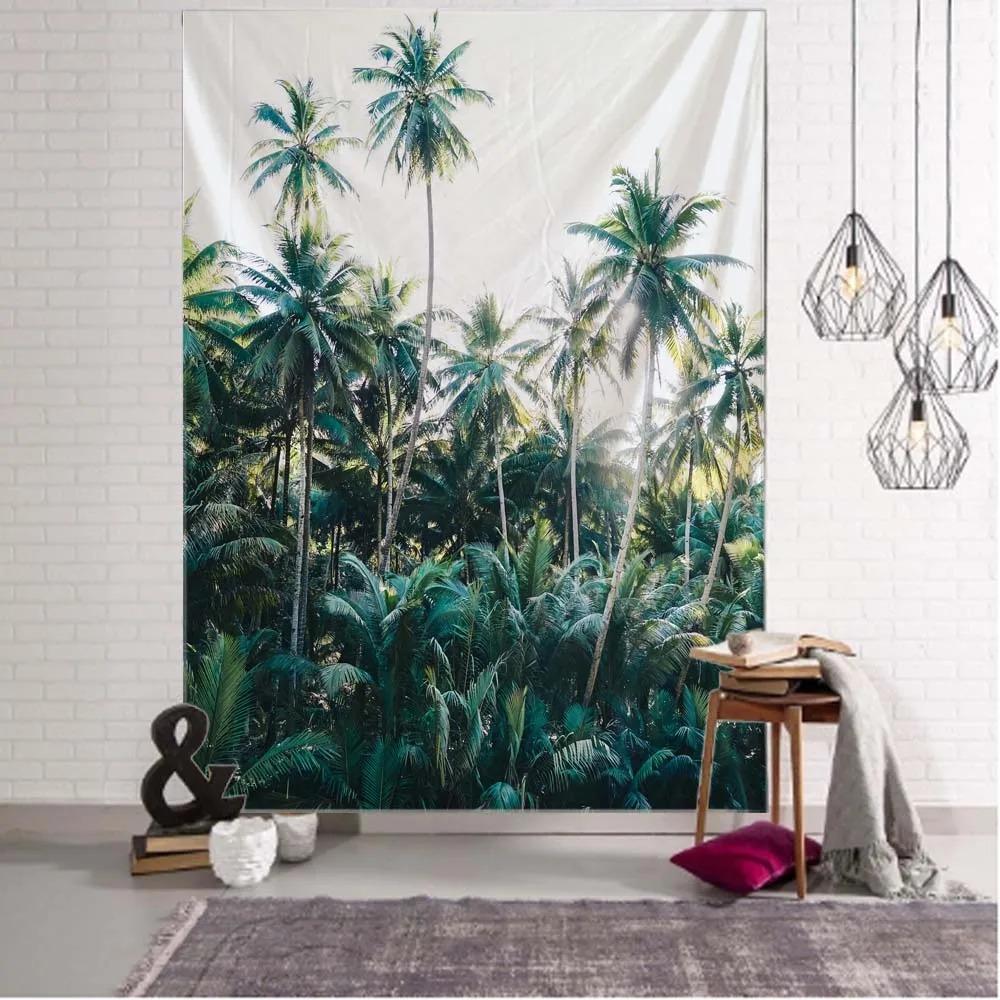 Tropical Plant Leaves Tapestry Jungle Palm Tree Wall Hanging Cloth Bohemian Psychedelic Room Wall Home Decor
