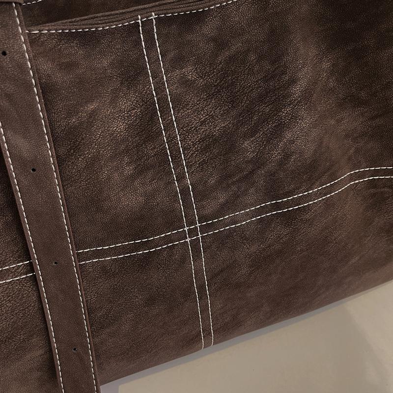 Vintage Suede Tote Bag for Women Large Capacity Casual Shoulder Bag Retro Cross Quilting Soft Hobo Handbag for Daily Commute Work Shopping Travel