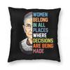 Women Belong In All Places RBG Square Pillowcase Polyester Linen Velvet Creative Zip Decorative Sofa Cushion Cover