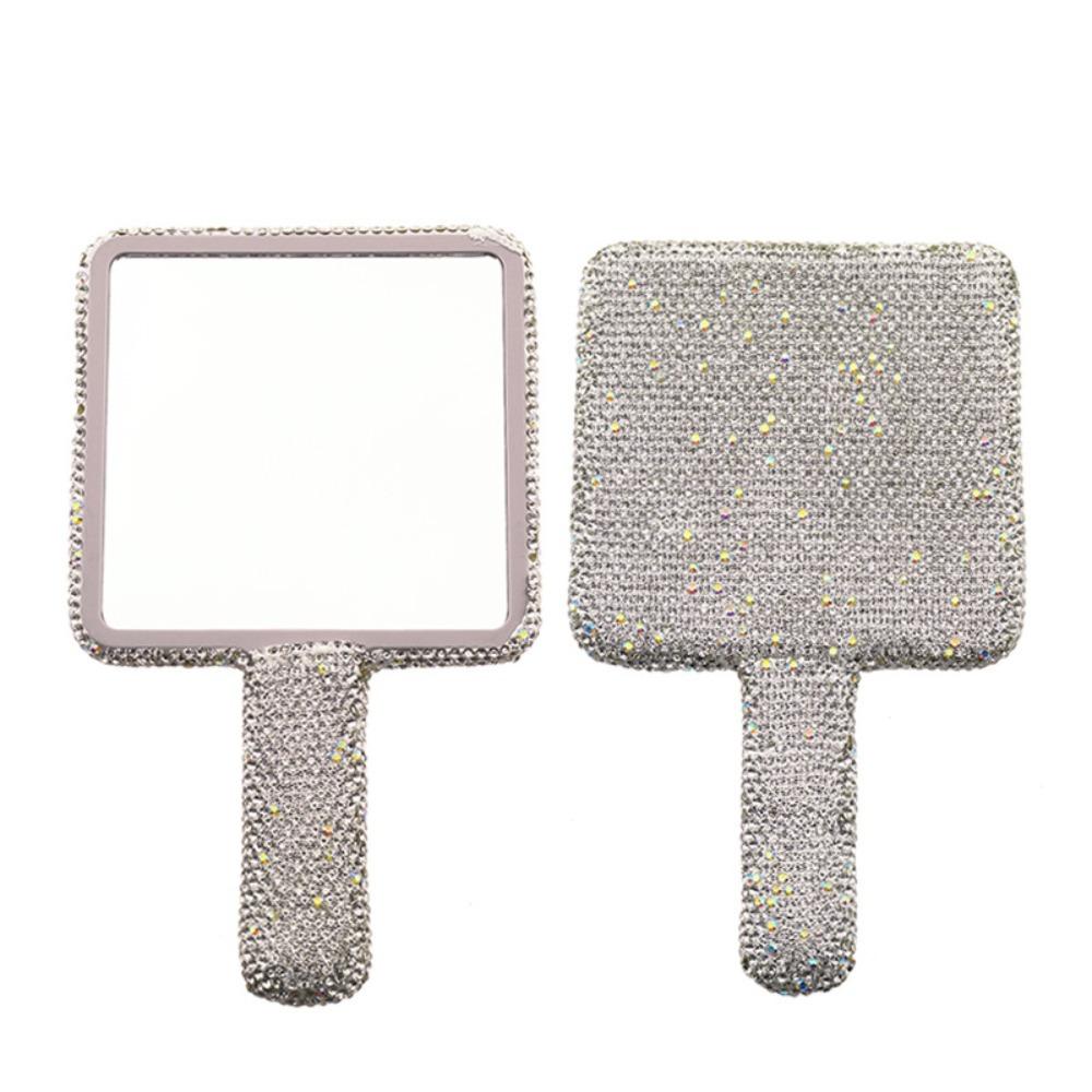 Strass-Kosmetik-Handspiegel Runde Quadratische Herzform Handspiegel Niedlicher Make-up-Spiegel