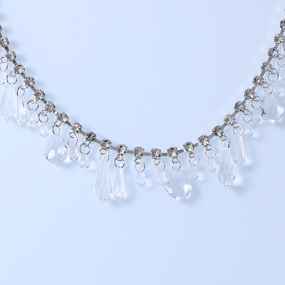 1Yard Transparent Pendant Chain Glass Rhinestone Trim Silver Glitter Rhinestone Ribbon Craft DIY Decoration Beaded Lace Trim