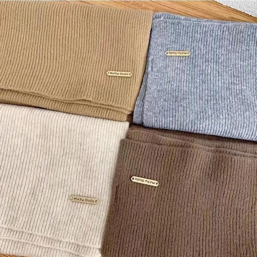 Winter Warm Neckerchief Fake Collar Solid Color Cross Scarf Woolen Thicken Knit Scarf Neck Warmer Women Girls