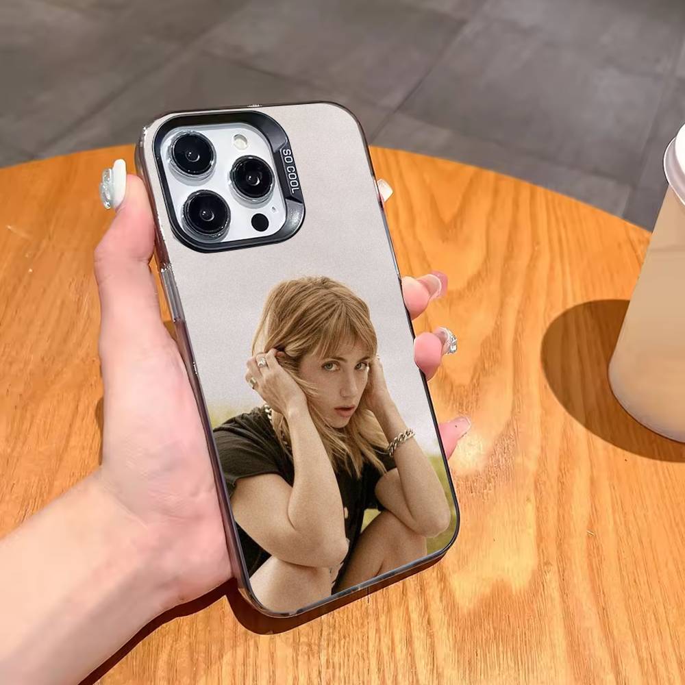 Lovely Emily Rudd Phone Case For iPhone17,16,15,14,13,12,11,Pro,MAX Gray Matte Silicone Black Cover