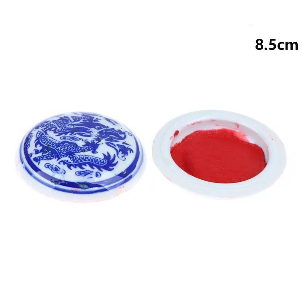Ancient Style Blue and White Ceramic Inkpad Chinese Style Red stamp inkpad Decorative Paintings