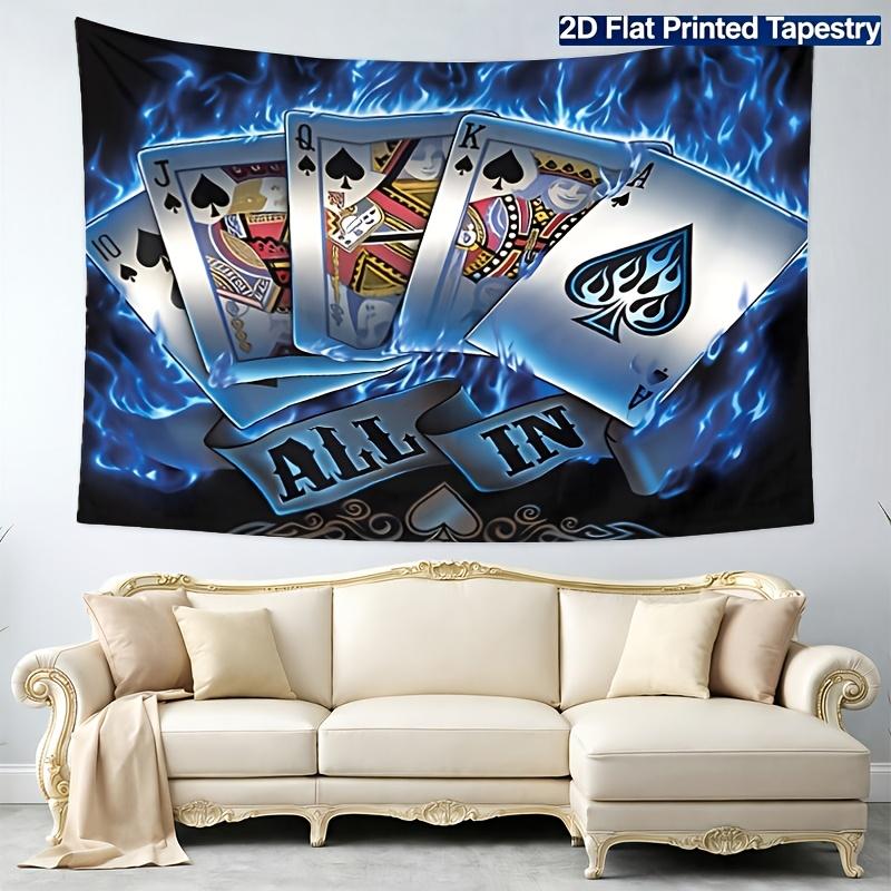 

Blue Flame Poker Card Theme digital printing polyester wall tapestry suitable for use in living room bedrooms offices bars party 74x94cm(29x37in)