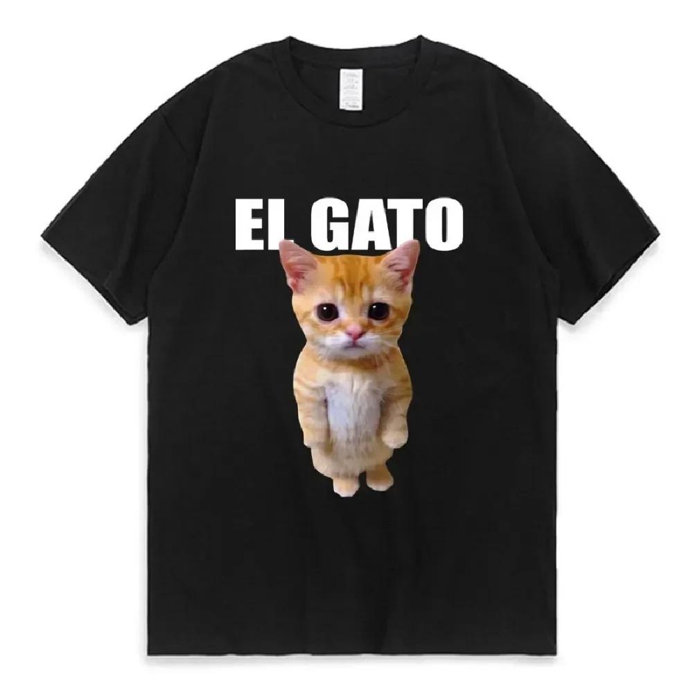 Heiß verkaufendes und interessantes Sad Crying Cat Mode Muster T-Shirt Cartoon Harajuku Lässig Herren Baumwollshirts für Damen