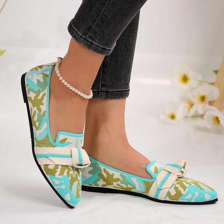 2024 Breathable Lightweight Slip-on Fashion Shoes with Bow, Pointed Toe, and Plus Size Options