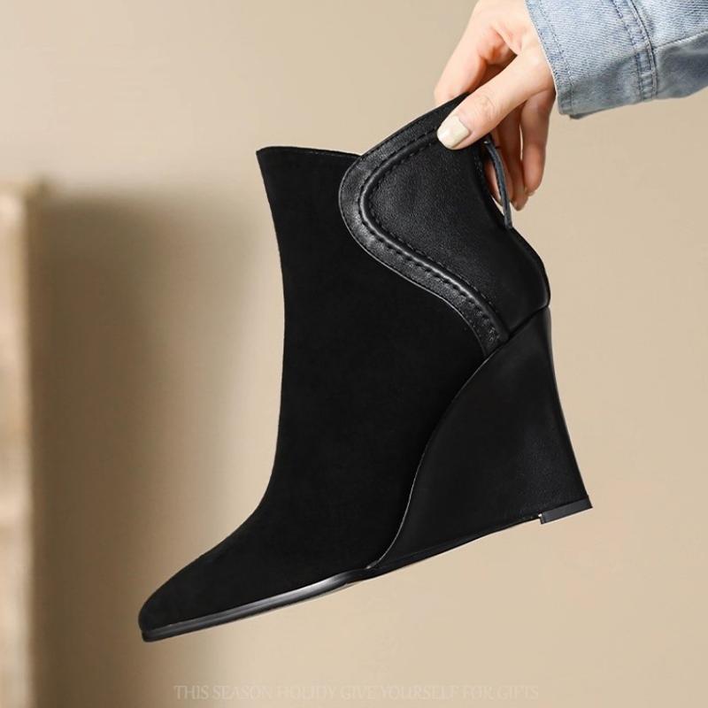 Keilabsatz Damenstiefel Sexy High Heels Spitzschuhe für Frau Trend Elegant Pumps Winterstiefel Neue Kleider Damenstiefel