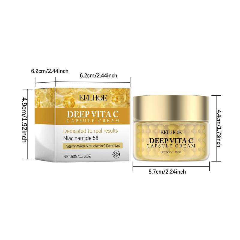 Vitamin C Lightening Cream Capsules for Face Niacinamide Moisturizer Pigmentation Fade Glowing Skin Morning Night Use 50g