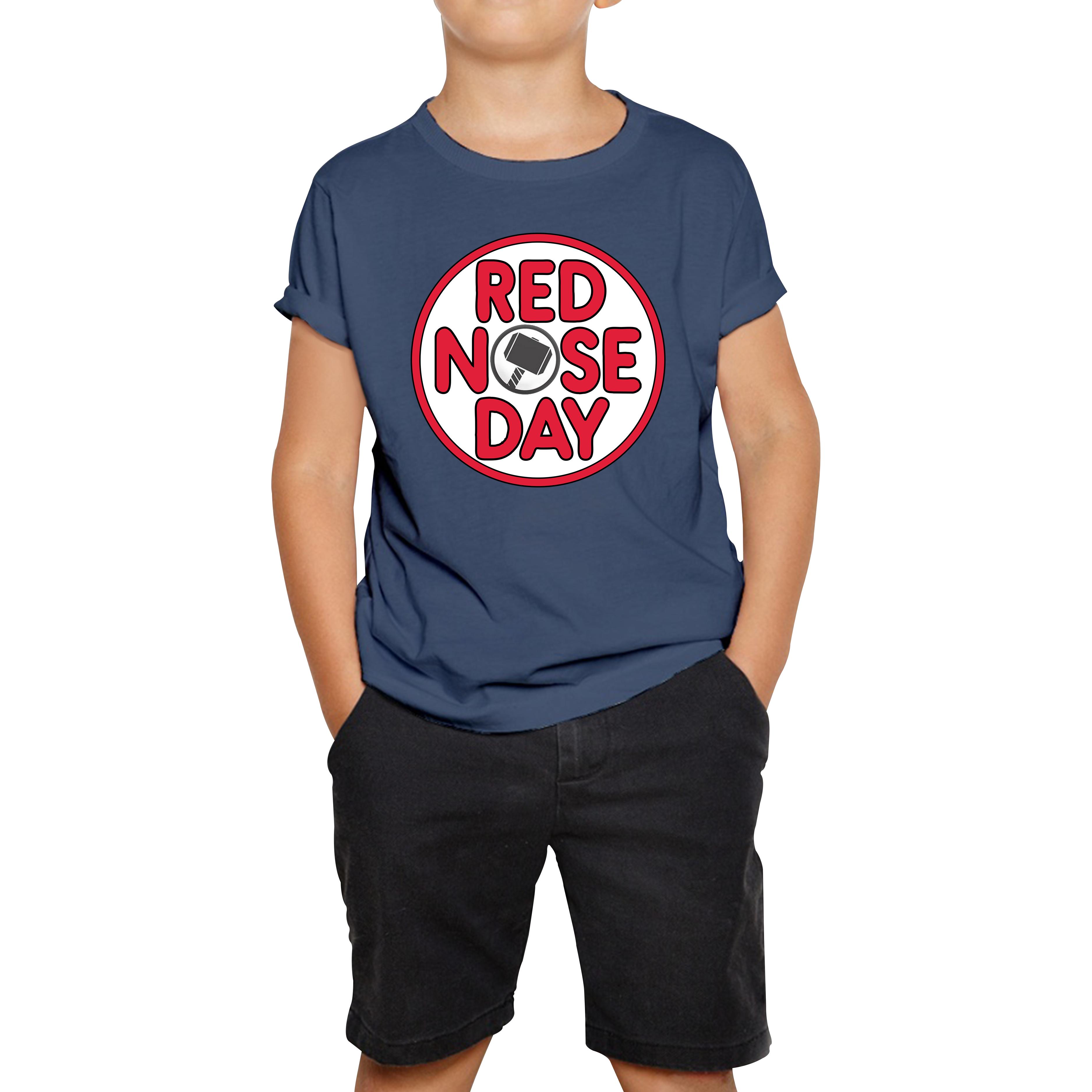 Thor Hammer Red Nose Day Kids T Shirt. 130