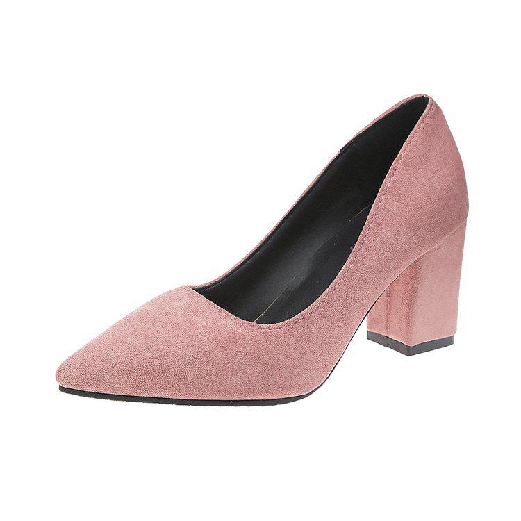 Women's Plus Size Suede Chunky Heel Pointed Toe Heels - European & American Style