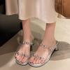 Fashion 2025 Fashionable and High-quality New Women Sandals Summer Rhinestone Casual High Heels Shoes  Heels Shiny Sandals