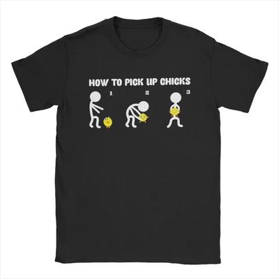Casual How To Pick Up Chicks T-Shirt Men Round Collar Pure Cotton T Shirt Short Sleeve Tee Shirt Plus Size Clothing