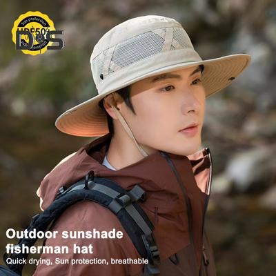 Fisherman Hat Adjustable Size UV Protection Breathable Sun Shade Dome Basin Lace-Up Design Men Women Outdoor Hat