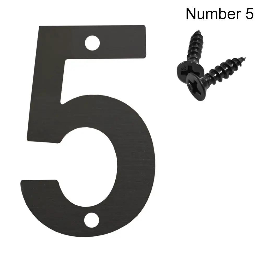 Fashion Stainless Steel Door Label with Screw Durable Black 0 To 9 Numeral Tag Number Plate Sign For Home Mailbox Hotel Address