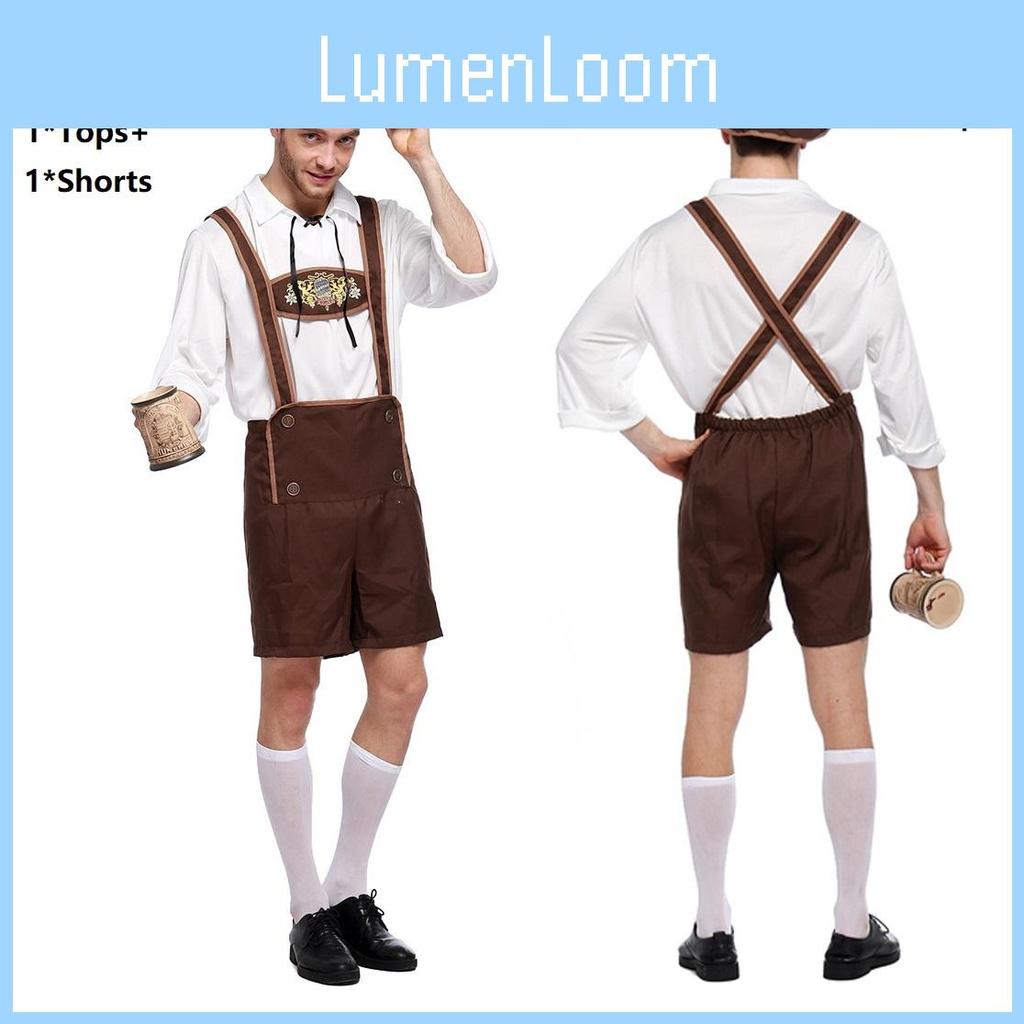 Stilvolle Herren Oktoberfest Kleidung Cosplay Kostüm Mit Einfarbigem Hemd Und Hosenträgern