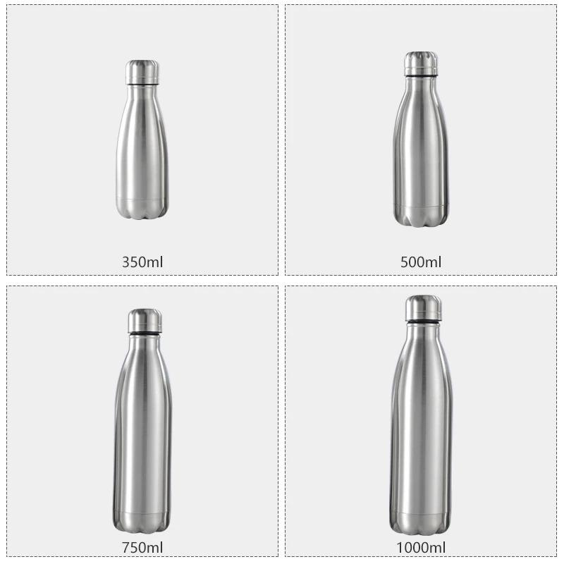 Stainless Steel Water Bottle Drink Bottle for Cycling Sport Travel Cups Leakproof Portable Water Bottles 500 750 1000ml Gym Cup