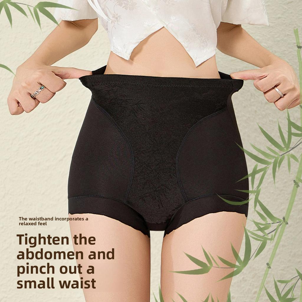 Large Size Women Light Luxury Three Dimensional Embroidery High Waist Hips Shaping Belly Without A Mark Underwear