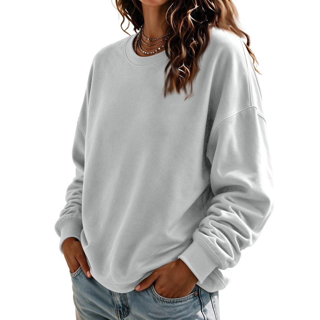 Women's Crewneck Sweatshirt Long Sleeve Color Casual Top for Everyday Wear