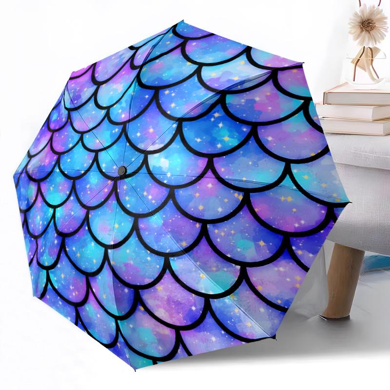 Mermaid Fantasy Underwater Scene Outdoor Automatic Umbrella Retractable Design with 8-Rib Durability Lightweight Perfect Gift for Friends Family