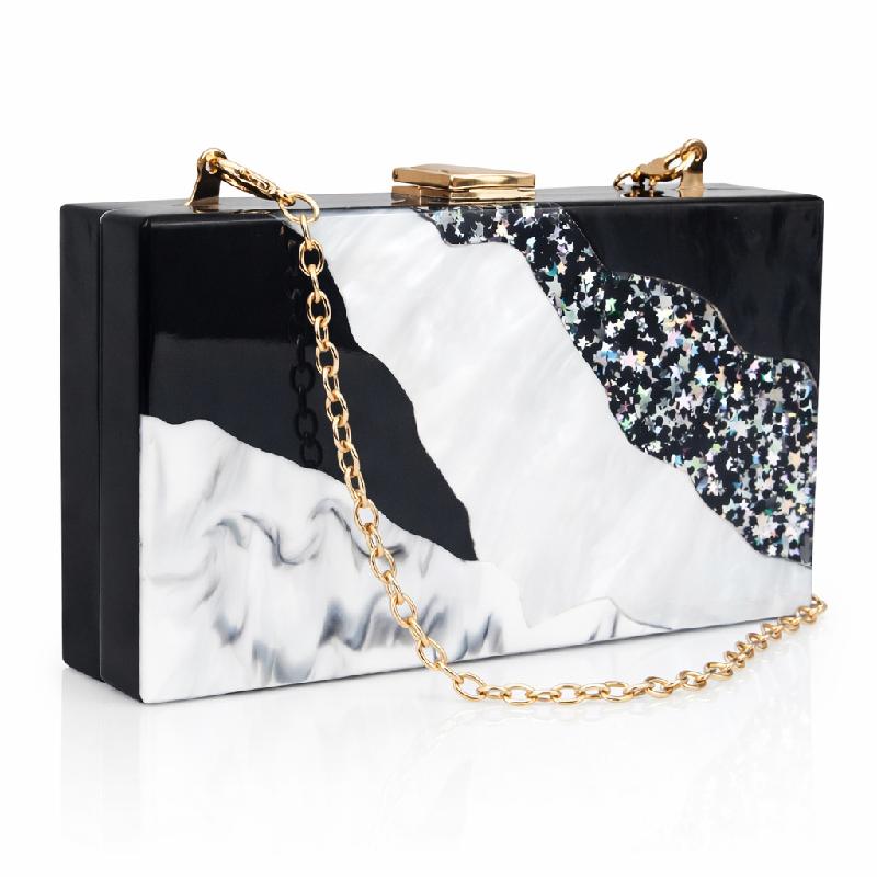 Color Contrast Patching Acrylic Crossbody New Banquet Handbag Wedding Shoulder Evening Bag Straw Bags Party Luxury Women's Bag