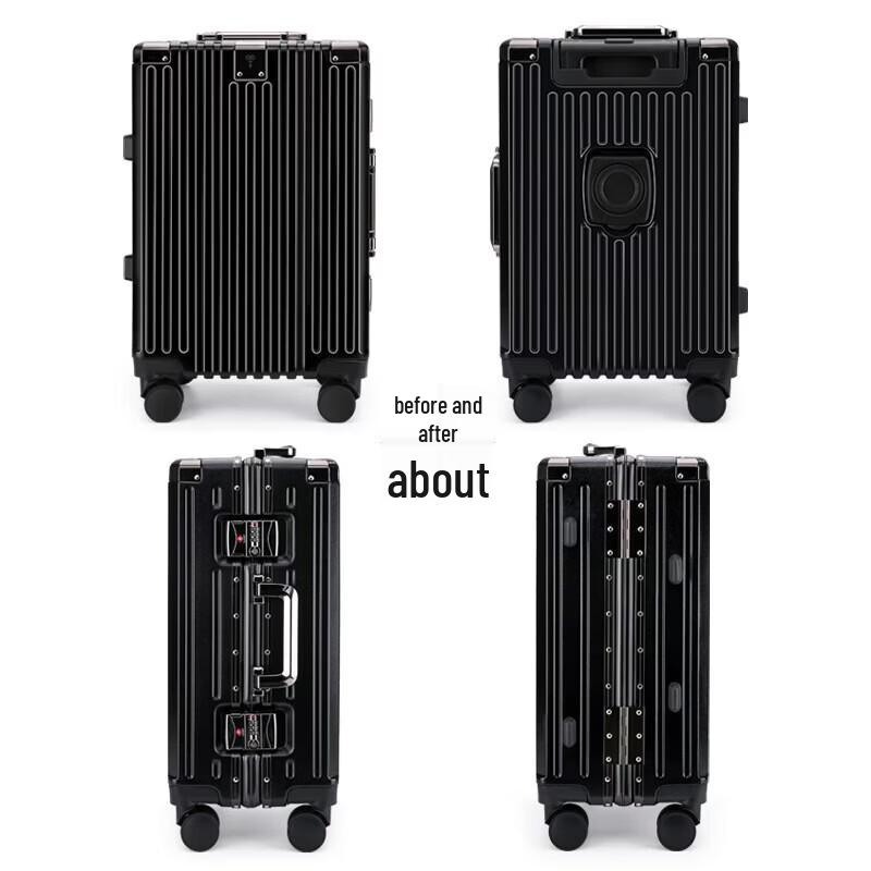 Hengyuanxiang Vertical Stripe Business Aluminum Frame Suitcase