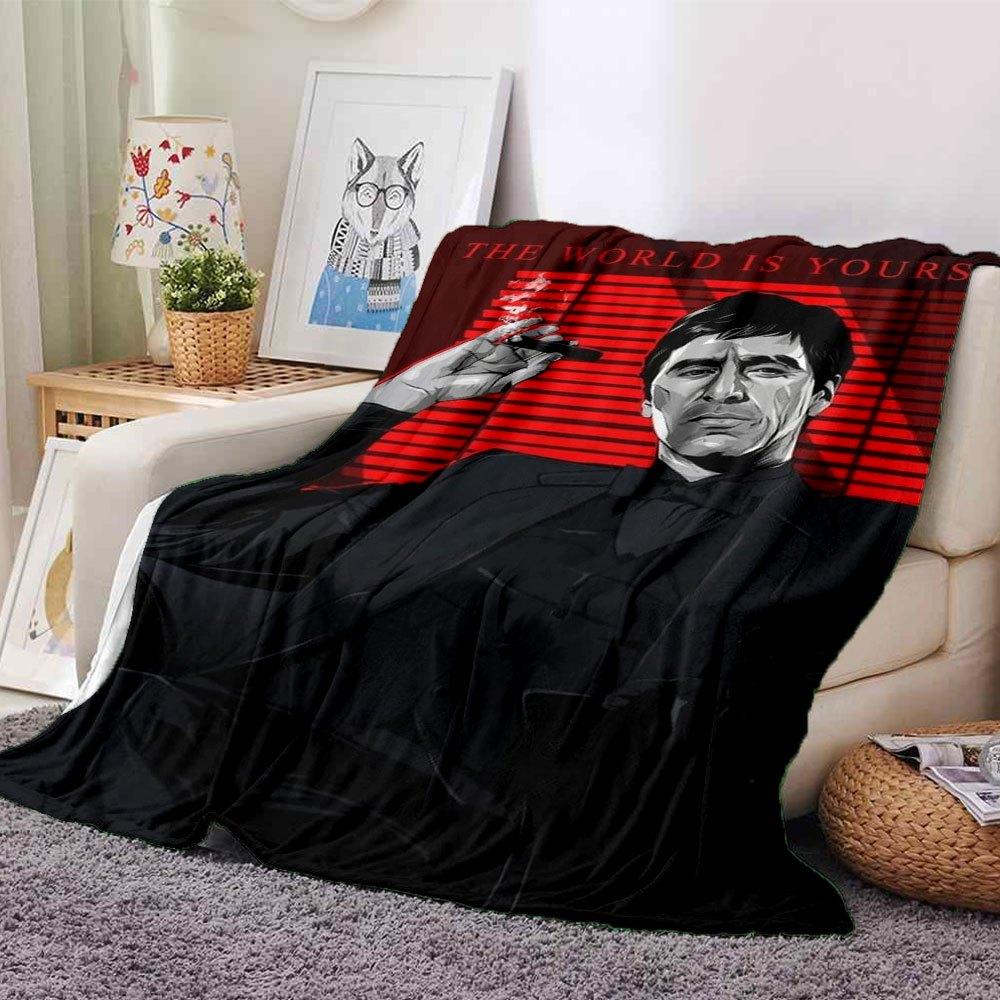 

1pc Scarface-Inspired Flannel Blanket - Soft Cozy All-Season Throw for Bedroom, Sofa, Camping, Travel - Perfect Gift for Movie FansB83 80cmx120cm(31inx47in)