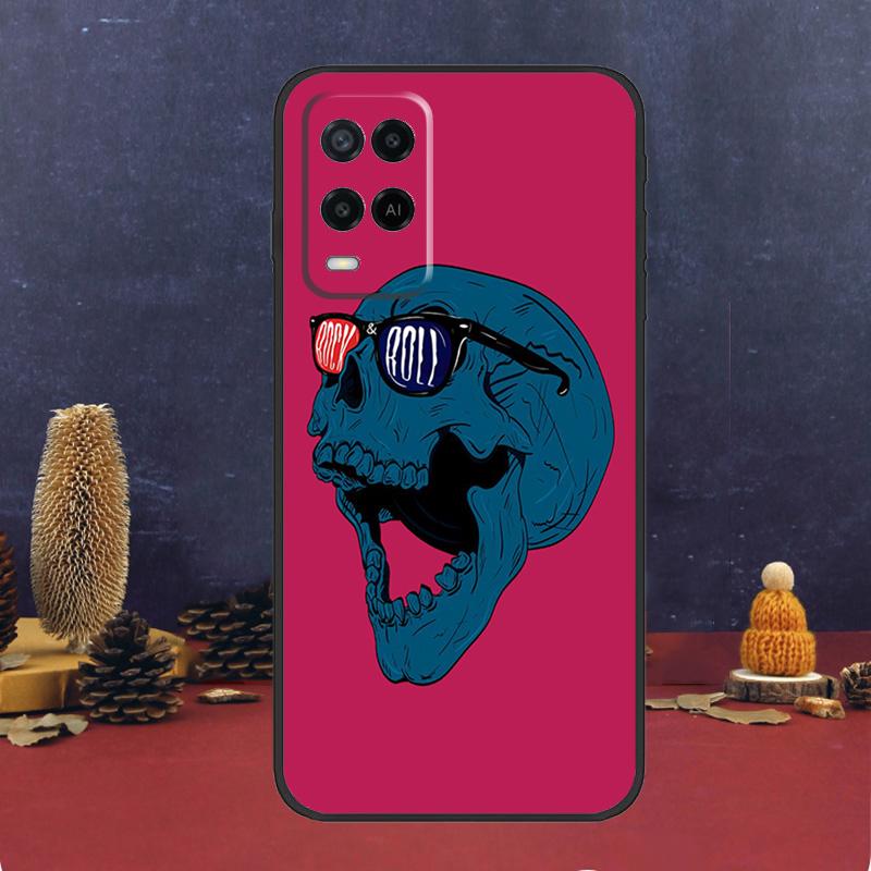 Rock and Roll Skull Case For Oppo A5 Pro A6 A15 A18 A38 A58 A78 A98 A54 A74 A94 A17 A57 A80 A60 A40 A16 A76 A96