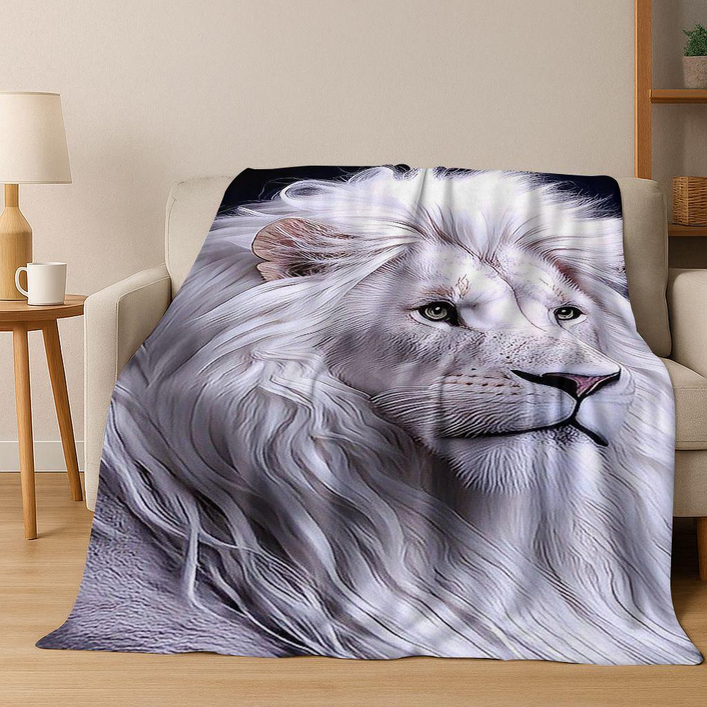 26 Style Wild Animal Lion Beast Cartoon Flannel Blanket,Warm Cozy Soft Throw Blanket for Home Bedroom Bed Sofa Picnic Cover Kids