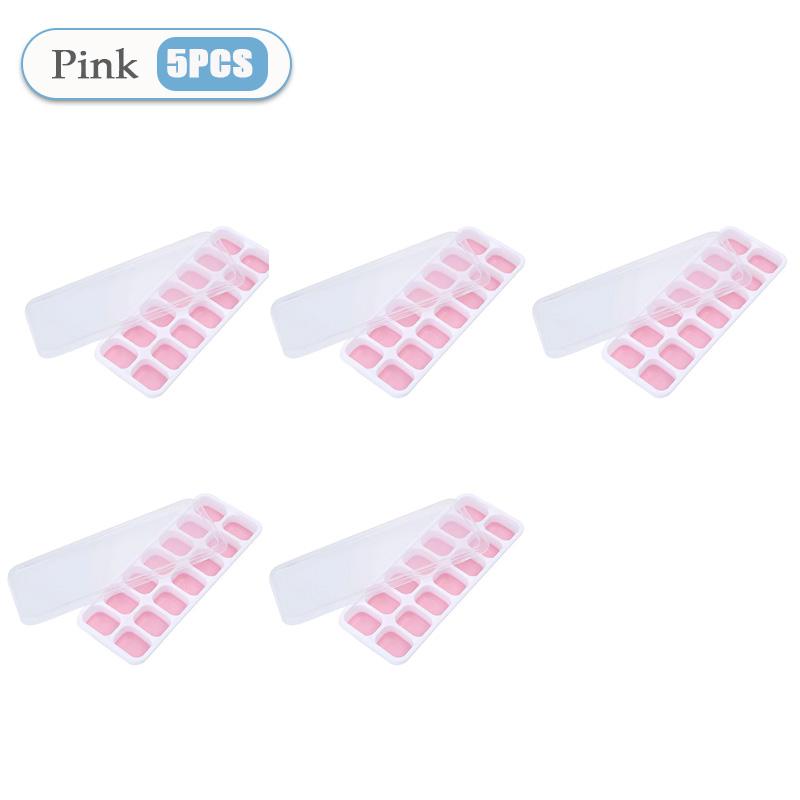 1-5PCS 6 Grid and 14 Grid Square Ice Cube Trays with Lids Silicone Soft Bottom Easy Release Mold for Homemade Ice