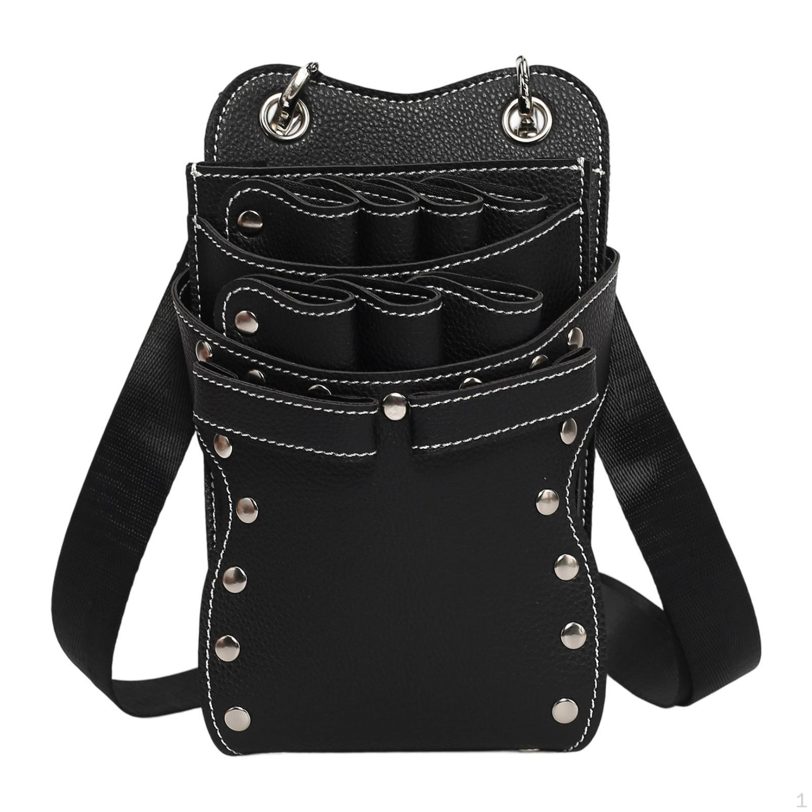 

Hair Stylist Scissors Holder Bag for Portable Use with PU Leather Balck