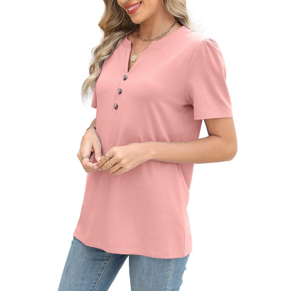 Damski Letni Nowy Wielokolorowy Wszechstronny Top Jednolity Kolor Skręcana Klamra Modny T-shirt z Krótkim Rękawem