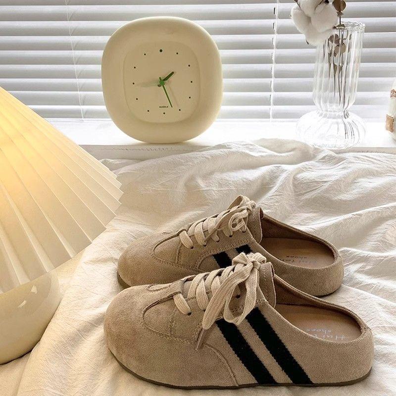 Retro and Comfortable Women's Platform Without Heels Lazy Shoes Women Wear New Spring Bag Head Half Slippers