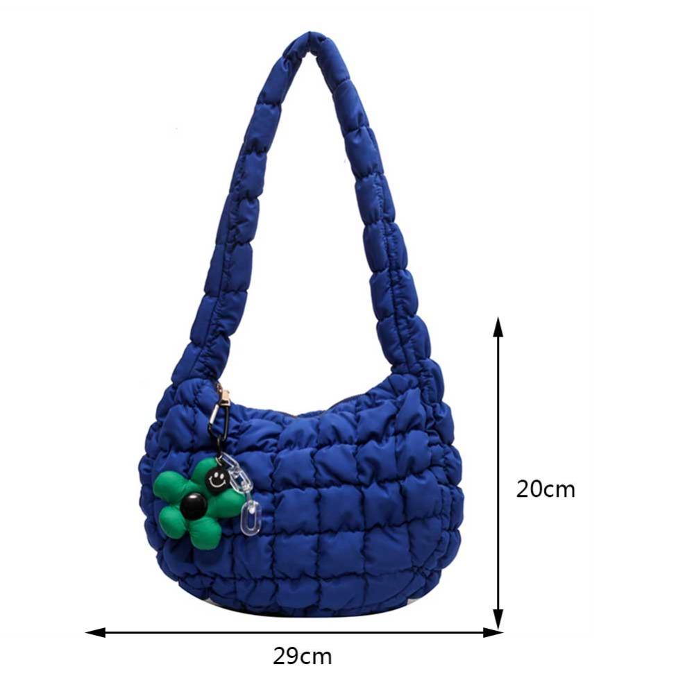 Ruched Solid Shoulder Bag Plaid Quilted Satchel Bags Fashion Crossbody Bag  Women